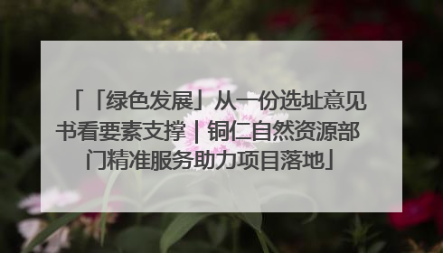 「绿色发展」从一份选址意见书看要素支撑｜铜仁自然资源部门精准服务助力项目落地