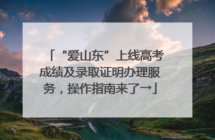 “爱山东”上线高考成绩及录取证明办理服务，操作指南来了→