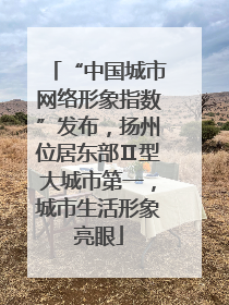 “中国城市网络形象指数”发布，扬州位居东部Ⅱ型大城市第一，城市生活形象亮眼