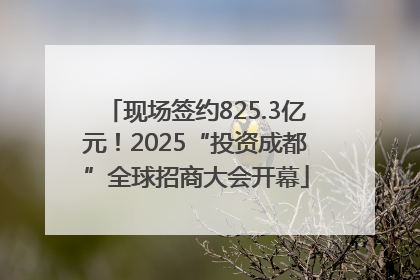 现场签约825.3亿元！2025“投资成都”全球招商大会开幕