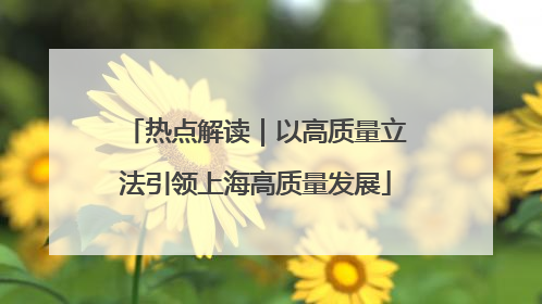 热点解读｜以高质量立法引领上海高质量发展