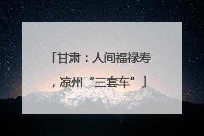 甘肃：人间福禄寿，凉州“三套车”