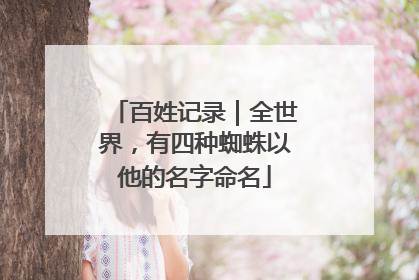 百姓记录｜全世界，有四种蜘蛛以他的名字命名