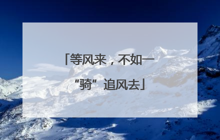 等风来，不如一“骑”追风去