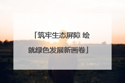 筑牢生态屏障 绘就绿色发展新画卷