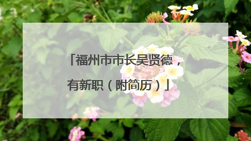 福州市市长吴贤德，有新职（附简历）