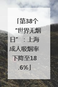 第38个“世界无烟日”：上海成人吸烟率下降至18.6%