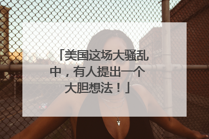 美国这场大骚乱中，有人提出一个大胆想法！