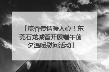 粽香传情暖人心！东莞石龙城管开展端午前夕温暖慰问活动