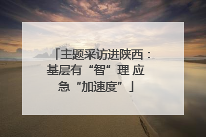 主题采访进陕西：基层有“智”理 应急“加速度”