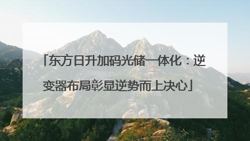 东方日升加码光储一体化：逆变器布局彰显逆势而上决心