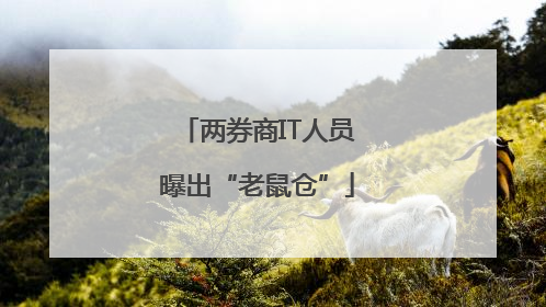 两券商IT人员曝出“老鼠仓”