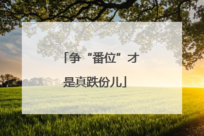 争“番位”才是真跌份儿