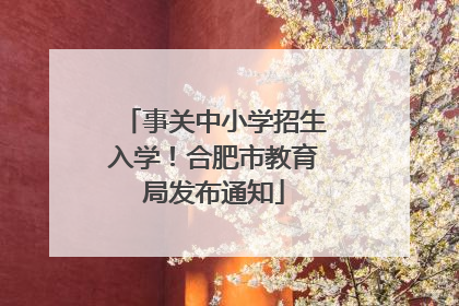 事关中小学招生入学！合肥市教育局发布通知