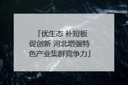 优生态 补短板 促创新 河北增强特色产业集群竞争力