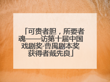 可贵者胆，所要者魂——访第十届中国戏剧奖·曹禺剧本奖获得者戴先良