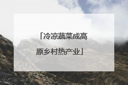 冷凉蔬菜成高原乡村热产业