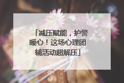 减压赋能，护警暖心！这场心理团辅活动超解压