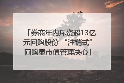 券商年内斥资超13亿元回购股份 “注销式”回购显市值管理决心