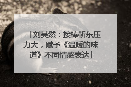 刘昊然：接棒靳东压力大，赋予《温暖的味道》不同情感表达