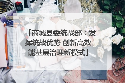 商城县委统战部：发挥统战优势 创新高效能基层治理新模式