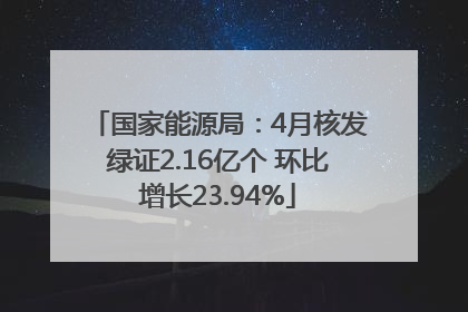 国家能源局：4月核发绿证2.16亿个 环比增长23.94%
