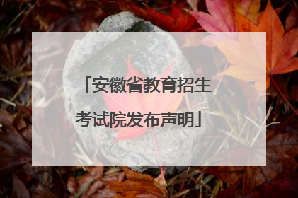安徽省教育招生考试院发布声明