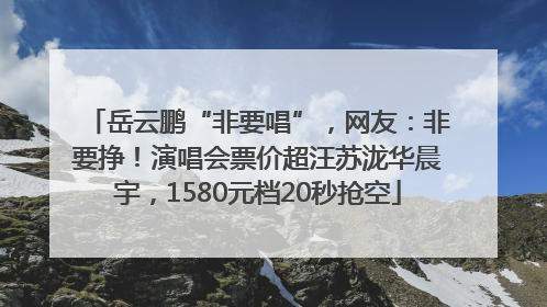 岳云鹏“非要唱”，网友：非要挣！演唱会票价超汪苏泷华晨宇，1580元档20秒抢空