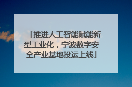推进人工智能赋能新型工业化，宁波数字安全产业基地投运上线