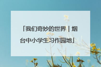 我们奇妙的世界｜烟台中小学生习作园地