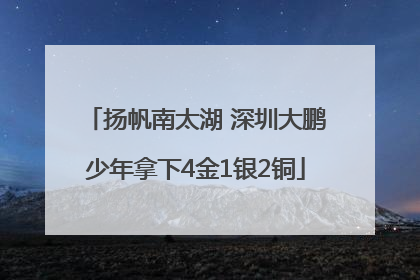 扬帆南太湖 深圳大鹏少年拿下4金1银2铜
