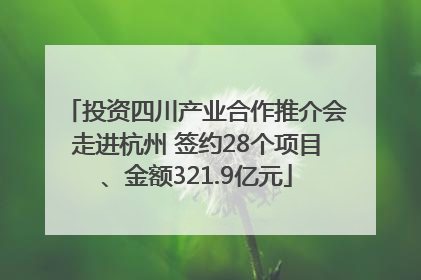 投资四川产业合作推介会走进杭州 签约28个项目、金额321.9亿元