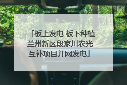 板上发电 板下种植 兰州新区段家川农光互补项目并网发电