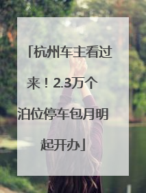 杭州车主看过来！2.3万个泊位停车包月明起开办