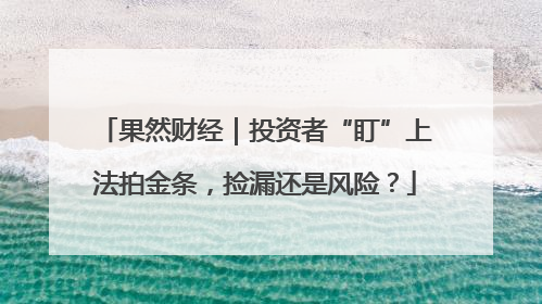 果然财经｜投资者“盯”上法拍金条，捡漏还是风险？