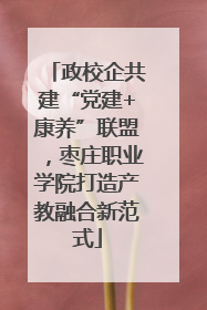 政校企共建“党建+康养”联盟，枣庄职业学院打造产教融合新范式
