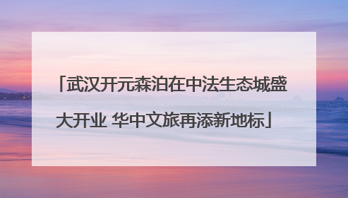 武汉开元森泊在中法生态城盛大开业 华中文旅再添新地标