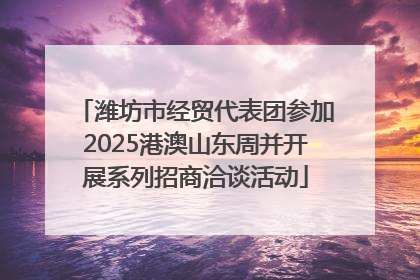 潍坊市经贸代表团参加2025港澳山东周并开展系列招商洽谈活动