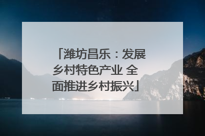 潍坊昌乐：发展乡村特色产业 全面推进乡村振兴