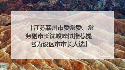 江苏泰州市委常委、常务副市长沈峻峰拟推荐提名为设区市市长人选