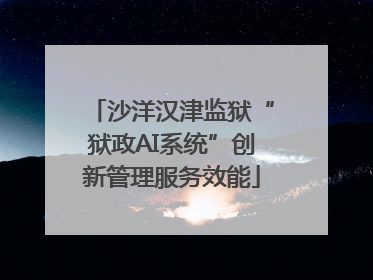 沙洋汉津监狱“狱政AI系统”创新管理服务效能