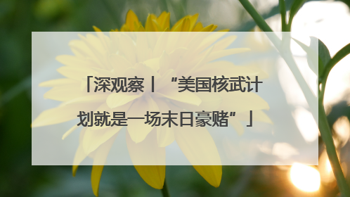 深观察丨“美国核武计划就是一场末日豪赌”