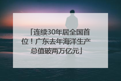 连续30年居全国首位！广东去年海洋生产总值破两万亿元