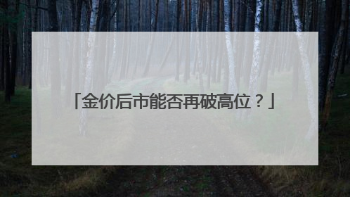 金价后市能否再破高位？