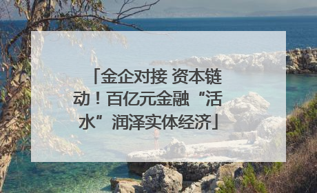 金企对接 资本链动！百亿元金融“活水”润泽实体经济