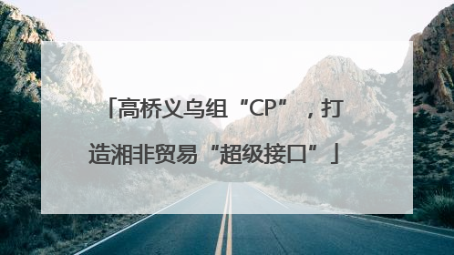 高桥义乌组“CP”，打造湘非贸易“超级接口”